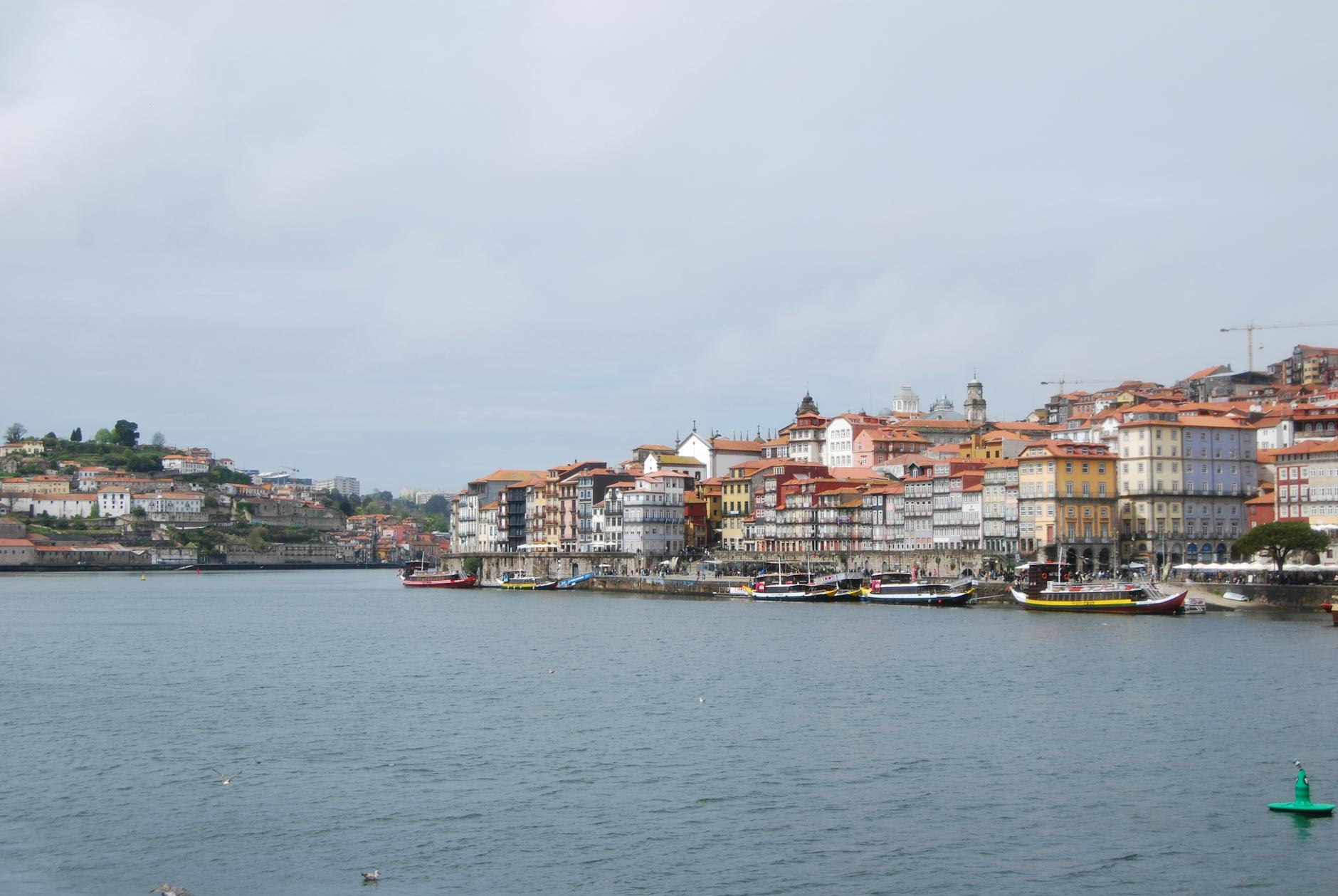 Kolorowe kamienice Porto nad brzegiem rzeki Douro
